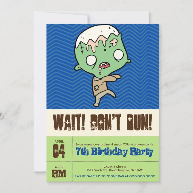 Invitation d'anniversaire personnalisée Mutant Zom (Devant)