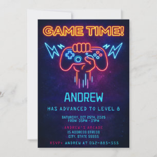 Invitation d'anniversaire personnalisée néon pour 