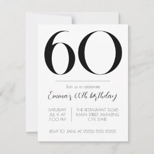 Invitation d'anniversaire personnalisée noir et bl