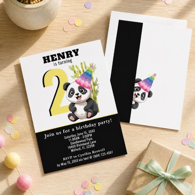 Invitation d'anniversaire personnalisée - Panda Mi (Créateur téléchargé)