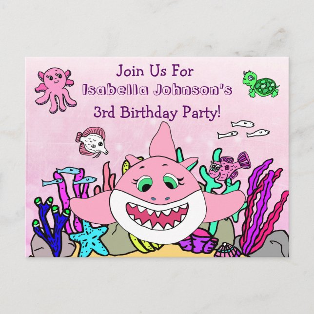 Invitation d'anniversaire personnalisée pour la fa (Devant)