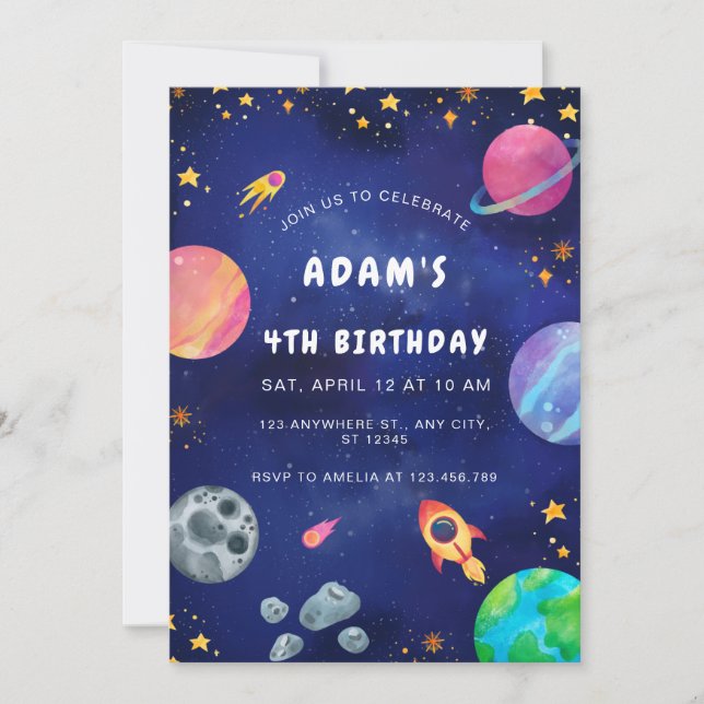 Invitation d'anniversaire personnalisée pour l'esp (Devant)