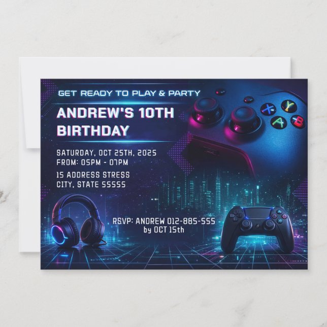 Invitation d'anniversaire personnalisée pour une f (Devant)