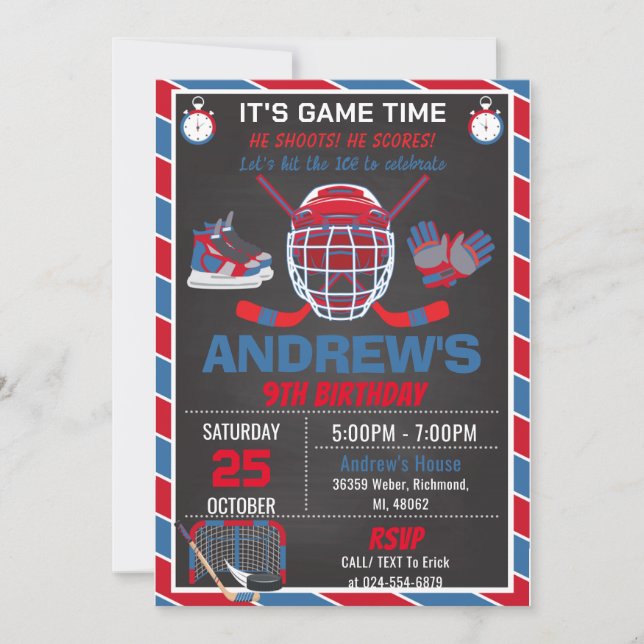 Invitation d'anniversaire personnalisée RED Simple (Devant)