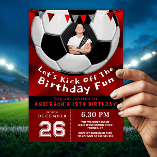 Invitation d'anniversaire personnalisée rouge pour