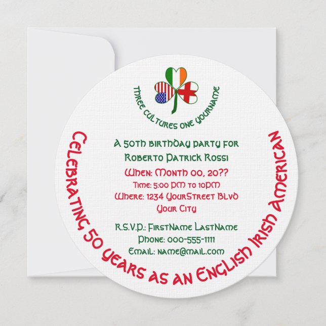Invitation d'anniversaire personnalisée Shamrock a (Devant)