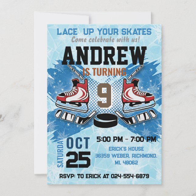 Invitation d'anniversaire personnelle de hockey (Devant)