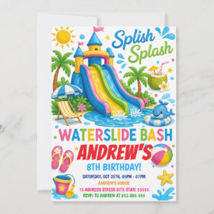 Invitation d'anniversaire personnelle été piscine