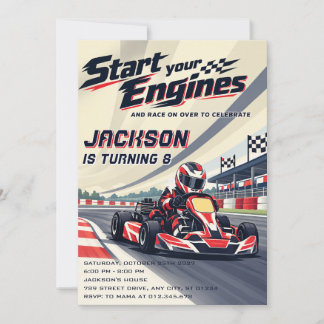 Invitation d'anniversaire personnelle pour karting
