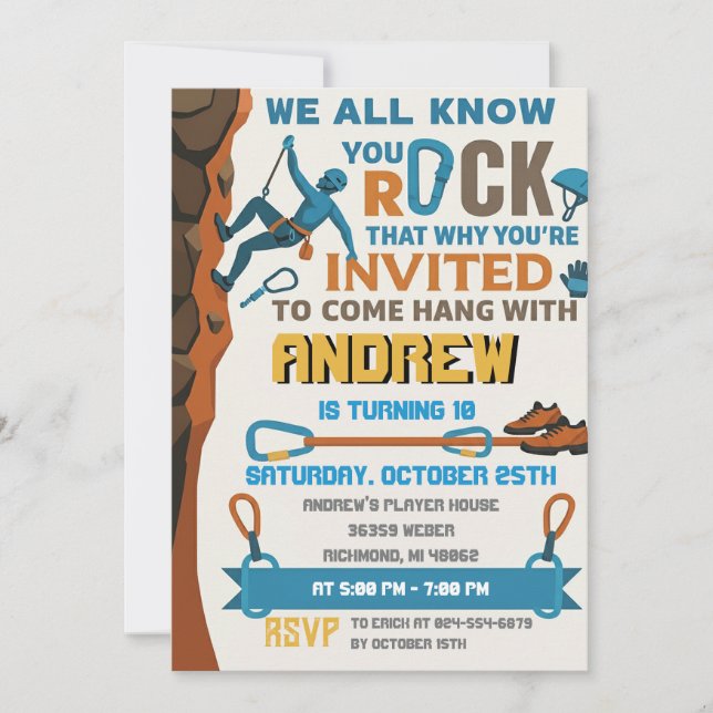 Invitation d'anniversaire personnelle pour l'escal (Devant)