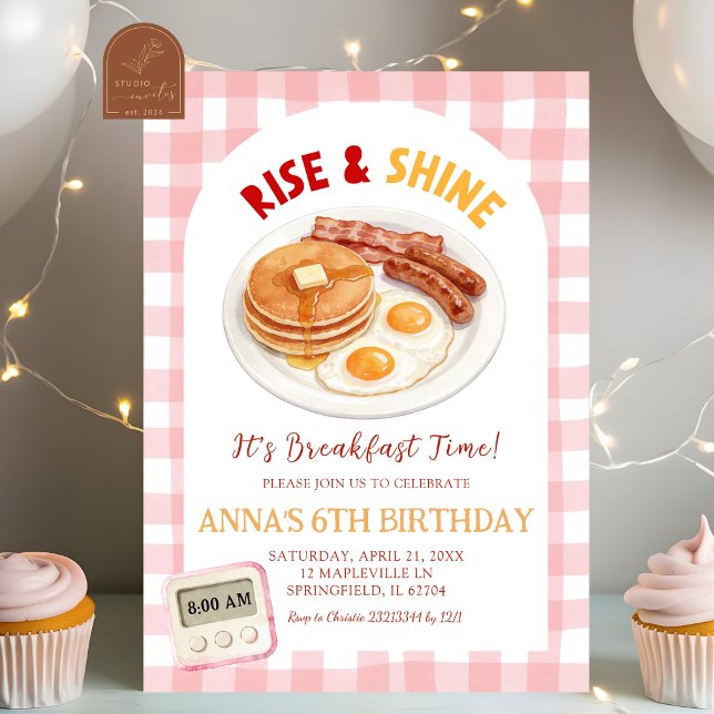 Invitation d'anniversaire Petit déjeuner Red Gingh (Créateur téléchargé)