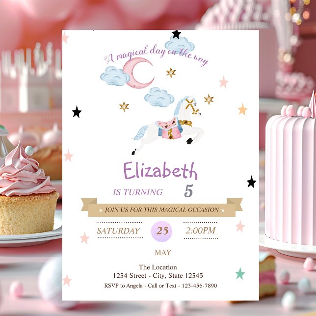 Invitation d'anniversaire Petite Poney aquarelle (Créateur téléchargé)