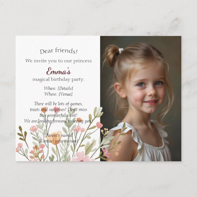 Invitation d'anniversaire photo chic moderne (Devant)