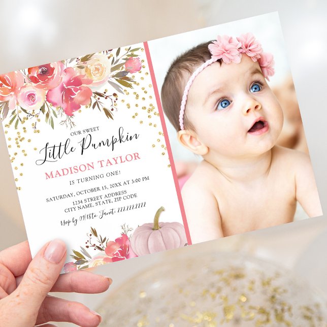 Invitation d'anniversaire photo de fille citrouill (Créateur téléchargé)