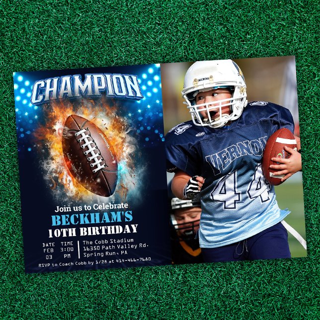 Invitation d'anniversaire photo de football (Créateur téléchargé)