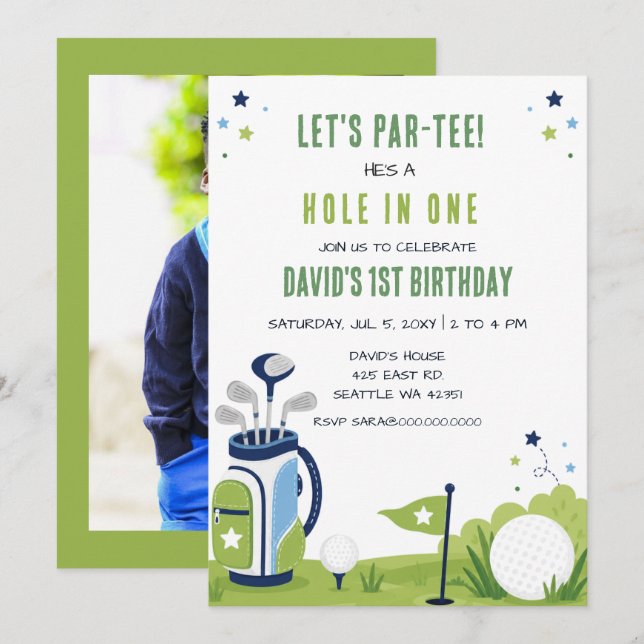 Invitation d'anniversaire Photo de golf Let's Part (Devant / Derrière)