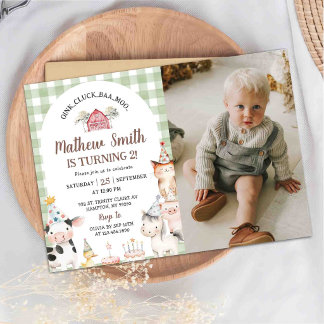 Invitation d'anniversaire photo de la ferme avec d