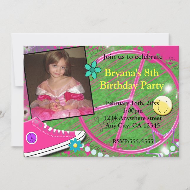 Invitation d'anniversaire photo doodle funky pour  (Devant)