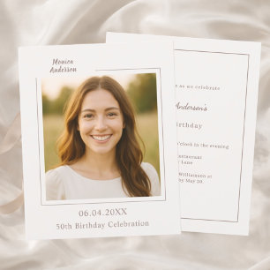 Invitation d'anniversaire photo ivoire taupe