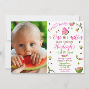 Invitation d'anniversaire Photo Pastèque 1er anniv