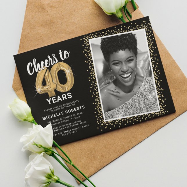 Invitation d'anniversaire photo pour 40 ans Cheers (Créateur téléchargé)