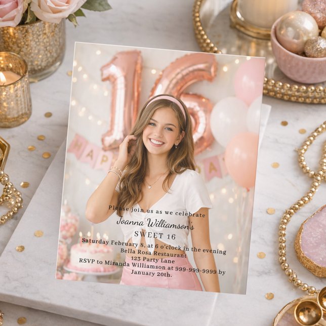 Invitation d'anniversaire photo pour les 16 ans (Créateur téléchargé)