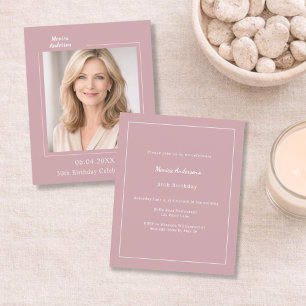 Invitation d'anniversaire photo rose poudrée rose