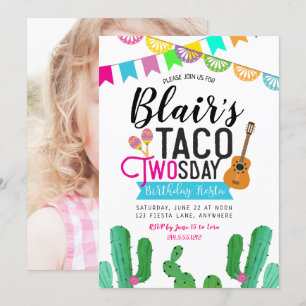 Invitation d'anniversaire photo Taco Twosday