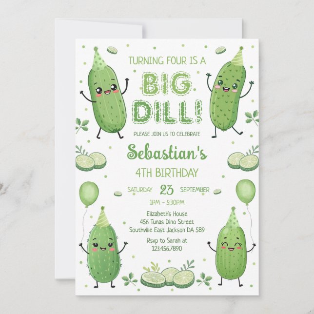Invitation d'anniversaire Pickle Big Dill Party (Devant)