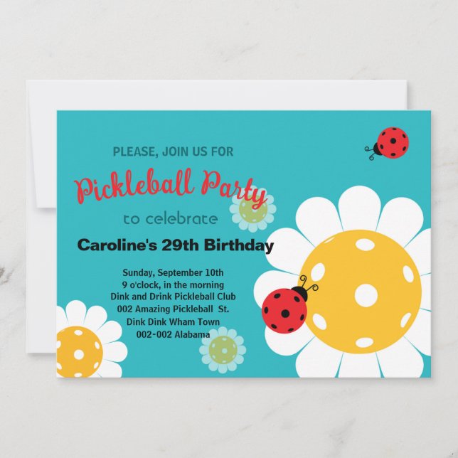 Invitation d'anniversaire Pickleball + Invitation  (Devant)