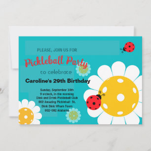 Invitation d'anniversaire Pickleball + Invitation
