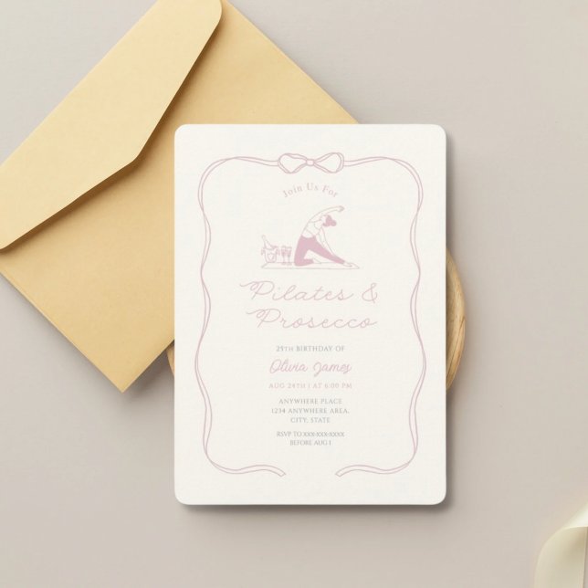 Invitation d'anniversaire pilates et prosecco tout (Créateur téléchargé)