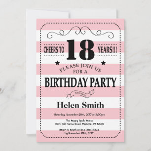 Invitation d'anniversaire Pink and White Stripes