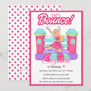 Invitation d'anniversaire Pink Doll Bounce House