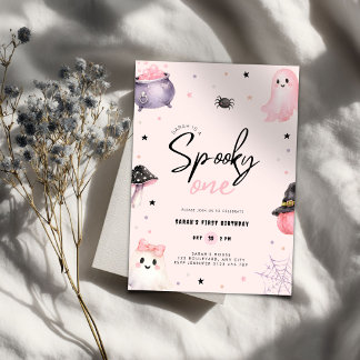 Invitation d'anniversaire Pink Spooky One 1st Hall
