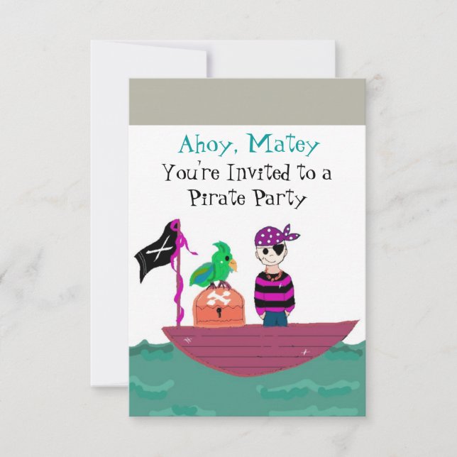 Invitation d'anniversaire pirate (Devant)