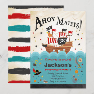 Invitation d'anniversaire Pirate Ahoy Pirate Party