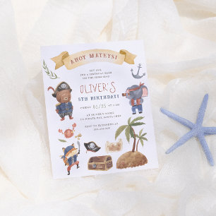 Invitation d'anniversaire Pirate Animaux Budget