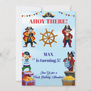 Invitation d'anniversaire pirate garçon Nom et â