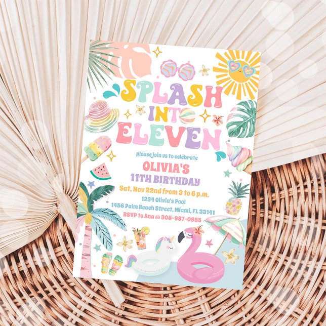 Invitation d'anniversaire Piscine Tropicale (Créateur téléchargé)