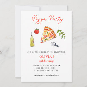 Invitation d'anniversaire PIZZA PARTY pour toutes