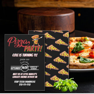 Invitation d'anniversaire Pizza Party Thème Fun