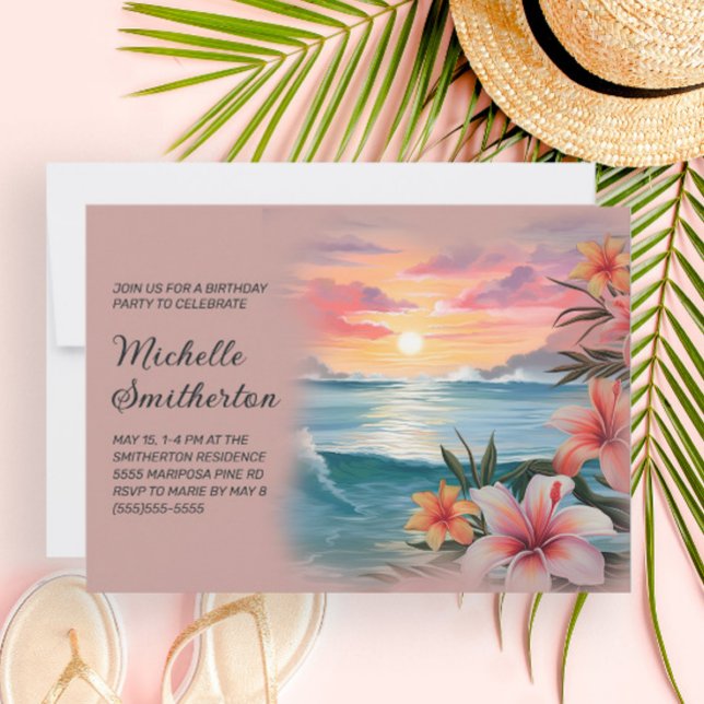 Invitation d'anniversaire Plage Palmiers Tropicaux (Créateur téléchargé)