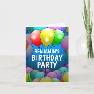 Invitation d'anniversaire pliée avec ballons