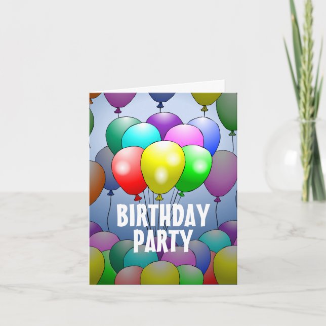 Invitation d'anniversaire pliée avec ballons (Devant)