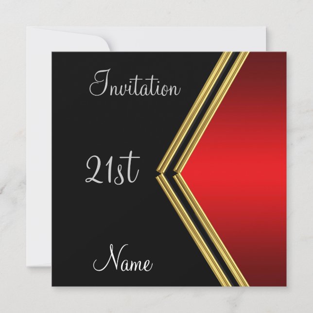 Invitation d'anniversaire populaire noir rouge (Devant)