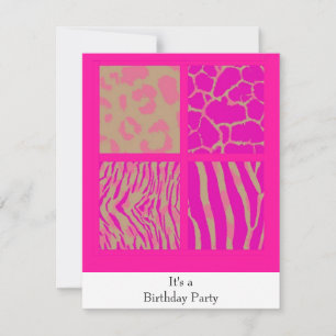 Invitation d'anniversaire Poster de animal rose
