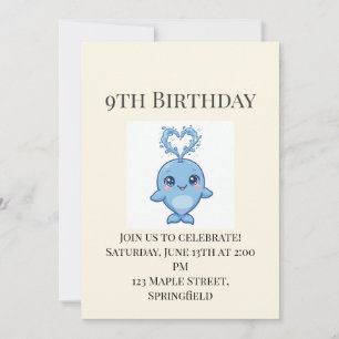 Invitation d'anniversaire pour 9 ans de bébé balei