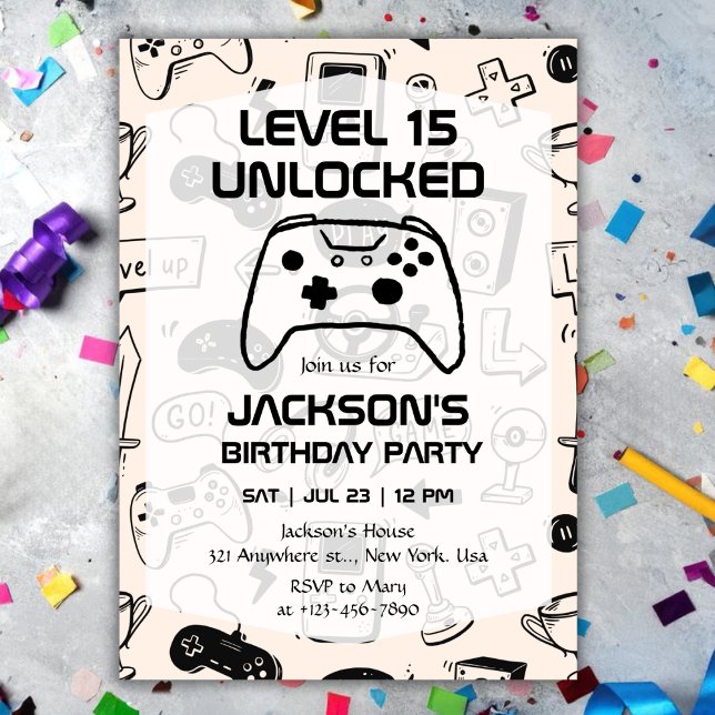 Invitation d'anniversaire pour adolescent joueur d (Créateur téléchargé)