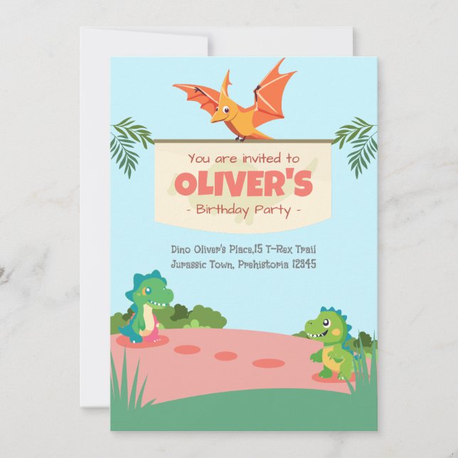 Invitation d'anniversaire pour aire de jeux de din (Devant)
